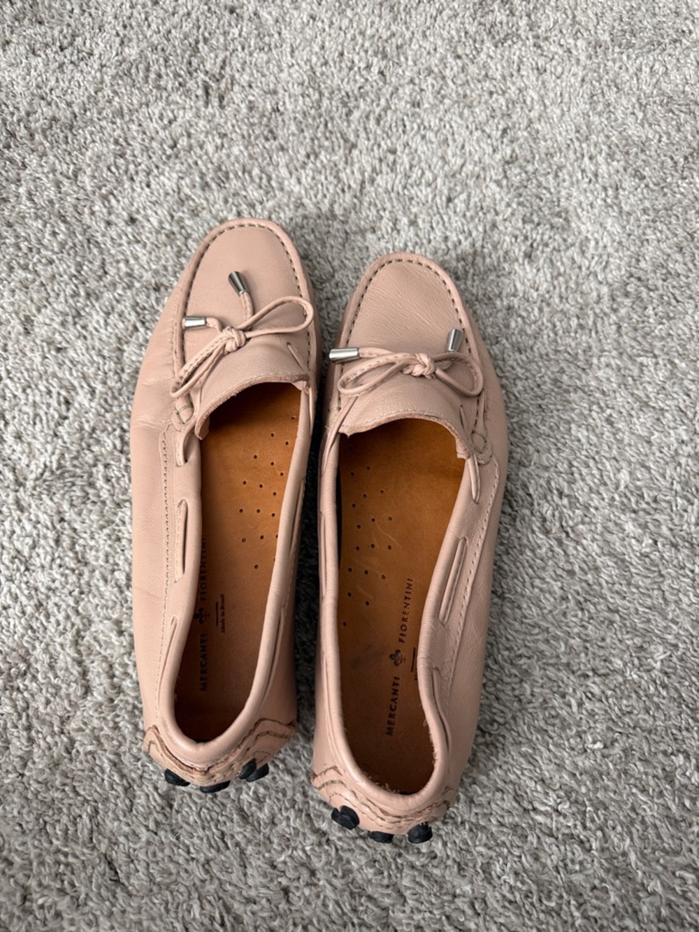 Mercanti Fiorentini Blush Pink Leather Driving Loafers